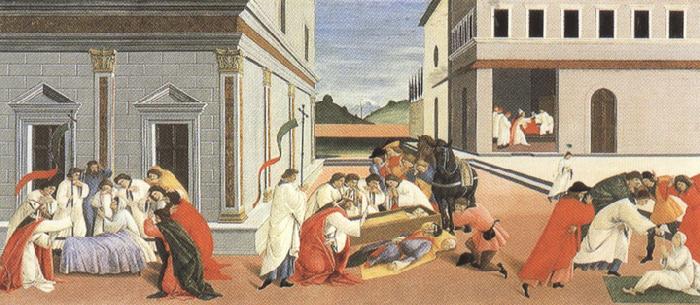 Sandro Botticelli Three miracles of St Zanobius reviving the dead (mk36) Sweden oil painting art